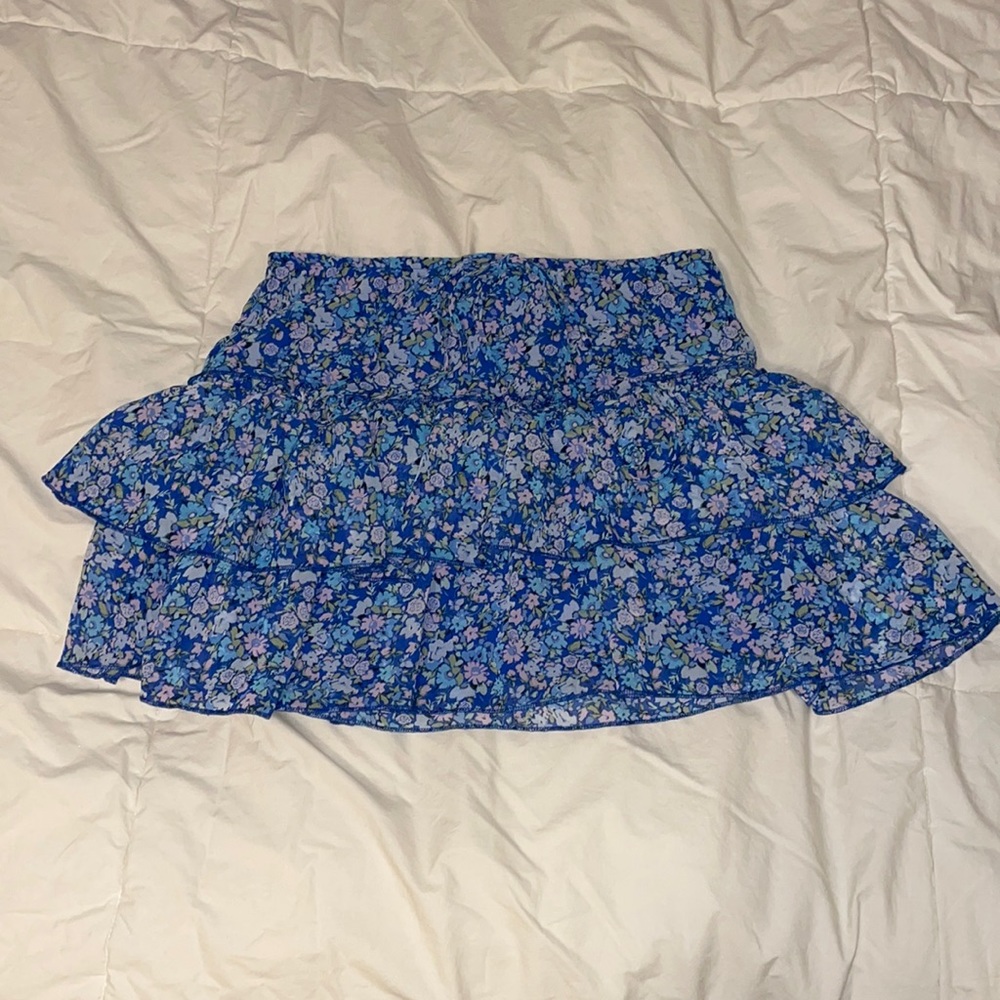 Wild Fable Skirt, Blue, ruffled, floral, size XS